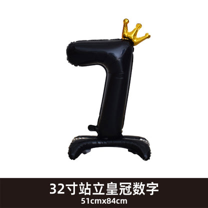 32inch Crown Number Balloon Pink Blue Gold Silver Black Min.50PCS