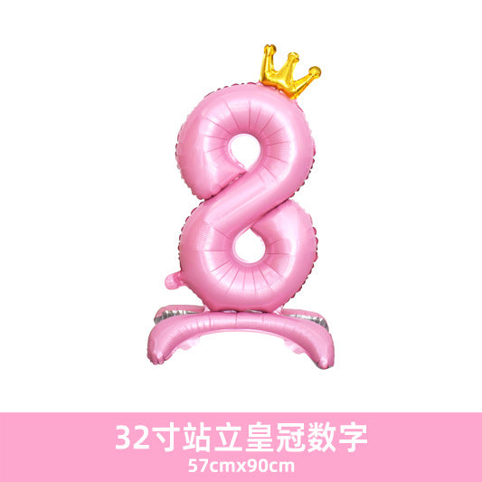 32inch Crown Number Balloon Pink Blue Gold Silver Black Min.50PCS