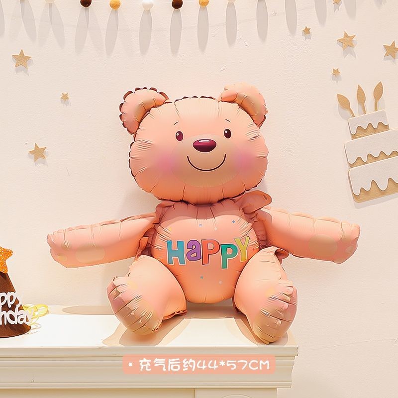 Billion Balloons INS Style Matte Bear Cake Aluminum Film Balloons Min.50PCS