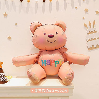 Billion Balloons INS Style Matte Bear Cake Aluminum Film Balloons Min.50PCS