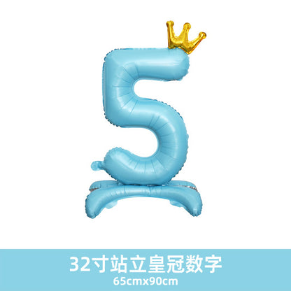 32inch Crown Number Balloon Pink Blue Gold Silver Black Min.50PCS