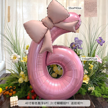 40inch Large Number Matte Bowknot Balloons Baby Birthday Party Decor Min.50PCS