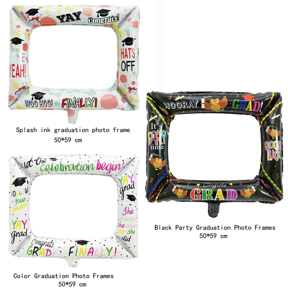 High School Graduation Set Aluminum Foil Balloons Hat Photo Frame Balls Min.50PCS