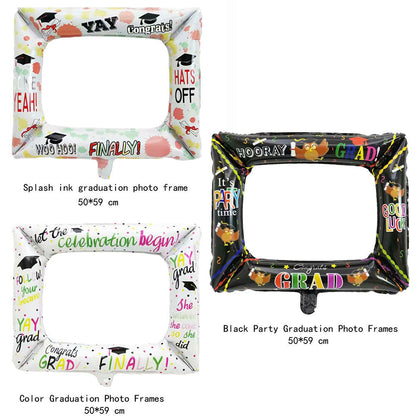 High School Graduation Set Aluminum Foil Balloons Hat Photo Frame Balls Min.50PCS
