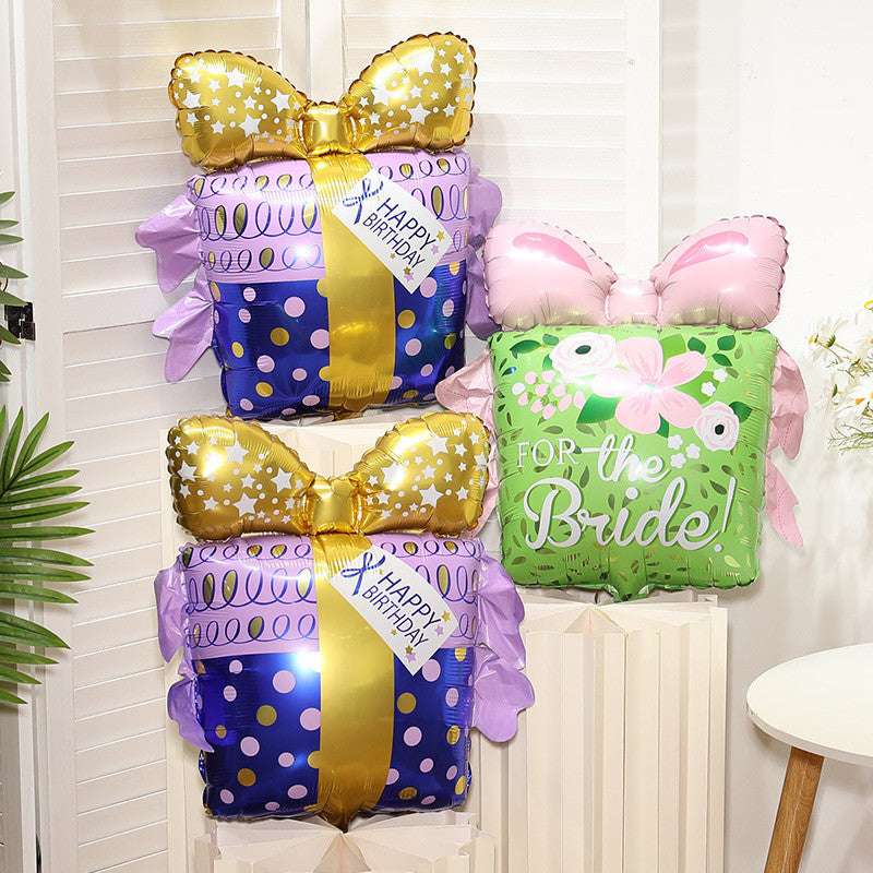 Billion Balloon Bowknot Box Gift Blue Green Aluminum Foil Balloon