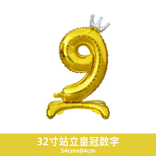 32inch Crown Number Balloon Pink Blue Gold Silver Black Min.50PCS