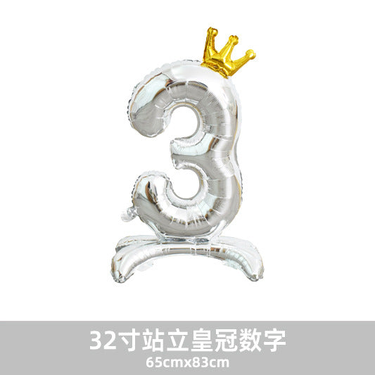32inch Crown Number Balloon Pink Blue Gold Silver Black Min.50PCS