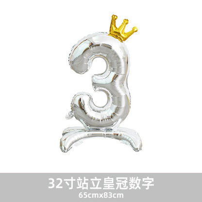 32inch Crown Number Balloon Pink Blue Gold Silver Black Min.50PCS