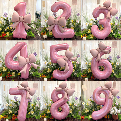 40inch Large Number Matte Bowknot Balloons Baby Birthday Party Decor Min.50PCS