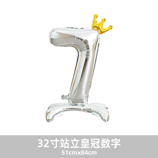 32inch Crown Number Balloon Pink Blue Gold Silver Black Min.50PCS