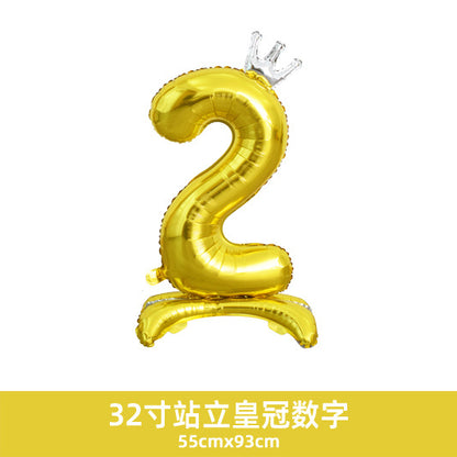 32inch Crown Number Balloon Pink Blue Gold Silver Black Min.50PCS
