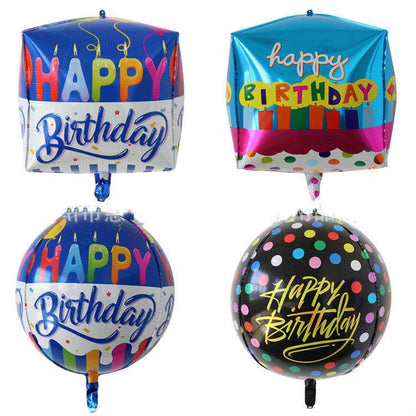 22inch 4D Print Happy Birthday Foil Balloons English Ball Balloon Wholesale