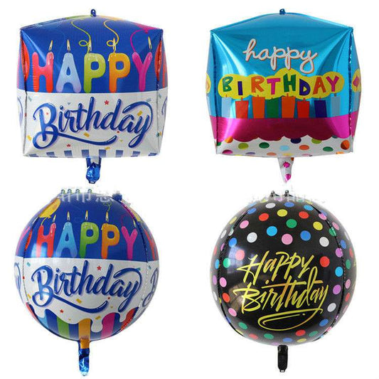 22inch 4D Print Happy Birthday Foil Balloons English Ball Balloon Wholesale