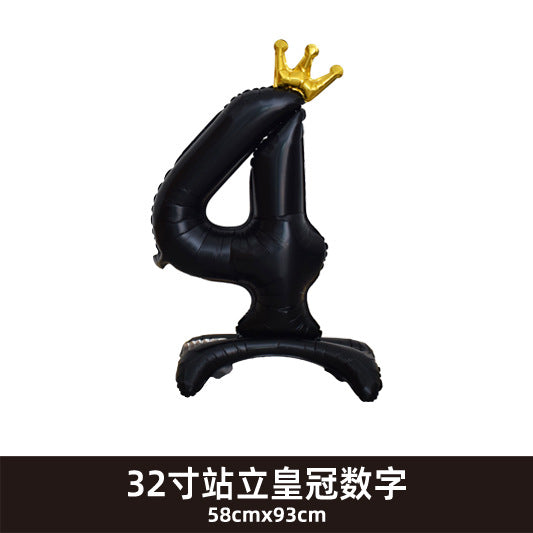 32inch Crown Number Balloon Pink Blue Gold Silver Black Min.50PCS