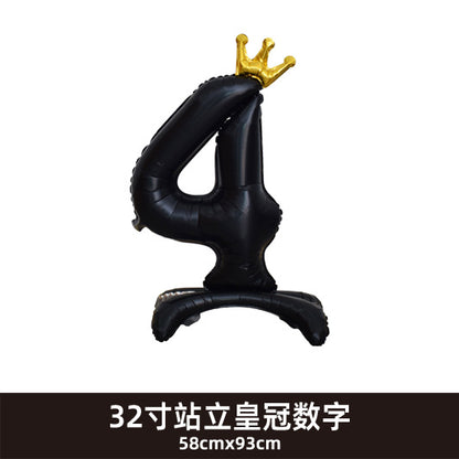 32inch Crown Number Balloon Pink Blue Gold Silver Black Min.50PCS