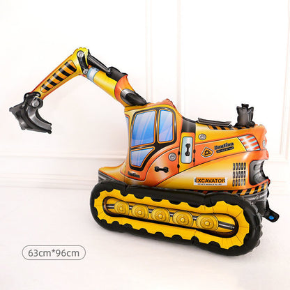Billion Balloons 4D Car Excavator Fire Truck Ambulance Police Car School Bus Train Vehicle Tank Aluminum Foil Balloon