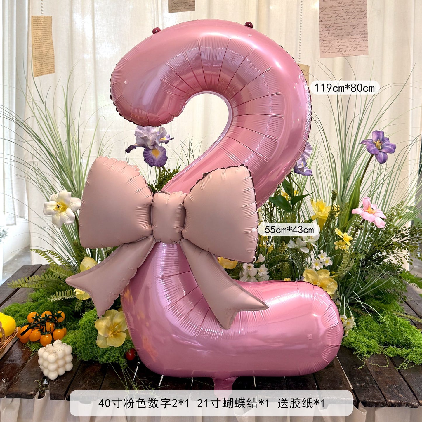 40inch Large Number Matte Bowknot Balloons Baby Birthday Party Decor Min.50PCS