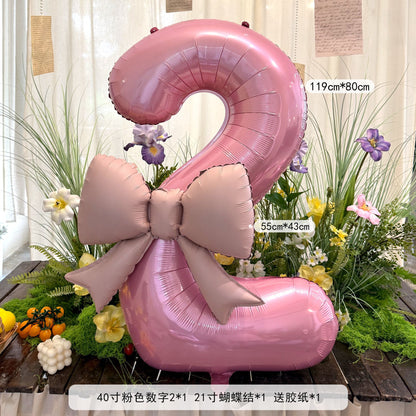 40inch Large Number Matte Bowknot Balloons Baby Birthday Party Decor Min.50PCS
