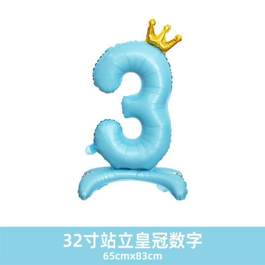 32inch Crown Number Balloon Pink Blue Gold Silver Black Min.50PCS