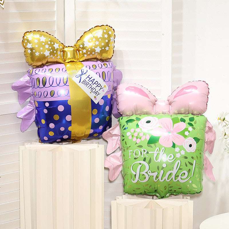 Billion Balloon Bowknot Box Gift Blue Green Aluminum Foil Balloon