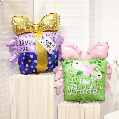 Billion Balloon Bowknot Box Gift Blue Green Aluminum Foil Balloon
