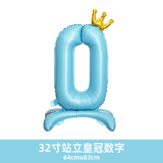 32inch Crown Number Balloon Pink Blue Gold Silver Black Min.50PCS