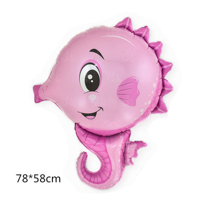 Octopus Seahorse Clownfish Aluminum Foil Ocean Balloons Min.50 set