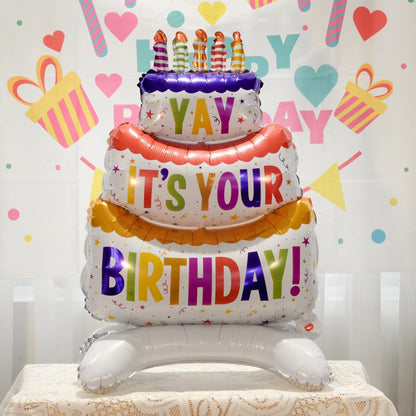 Standing Cake Foil Balloon with Base for Birthday Parties | 3D