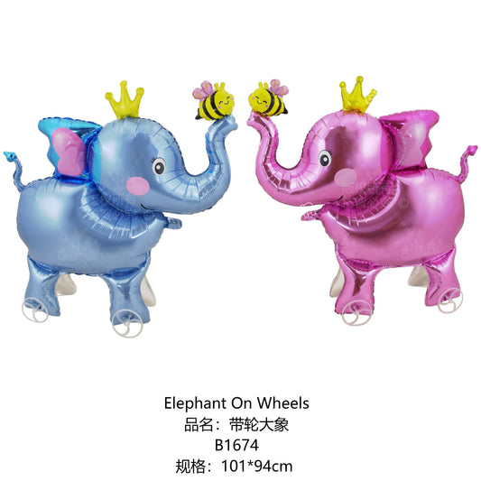 Walking Animal Balloon Toys with Wheels – Elephant & Tiger | Interactive Party Favors - 50PCS