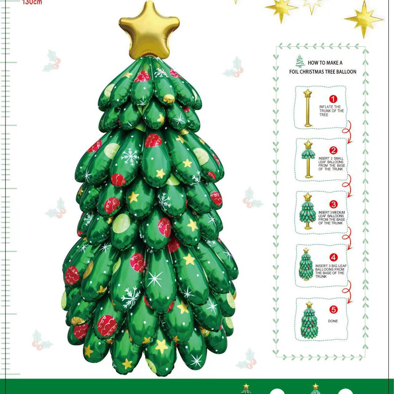 Christmas Tree Foil Balloons. Min.50PCS