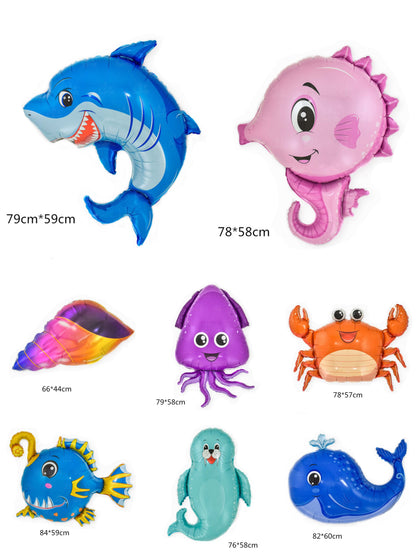 Octopus Seahorse Clownfish Aluminum Foil Ocean Balloons Min.50 set