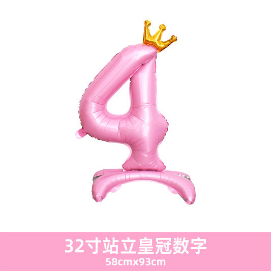 32inch Crown Number Balloon Pink Blue Gold Silver Black Min.50PCS