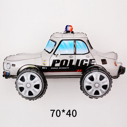 Billion Balloons 4D Car Excavator Fire Truck Ambulance Police Car School Bus Train Vehicle Tank Aluminum Foil Balloon