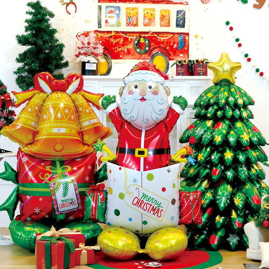 Christmas Party Decor 120cm Tree Santa Balloons Film