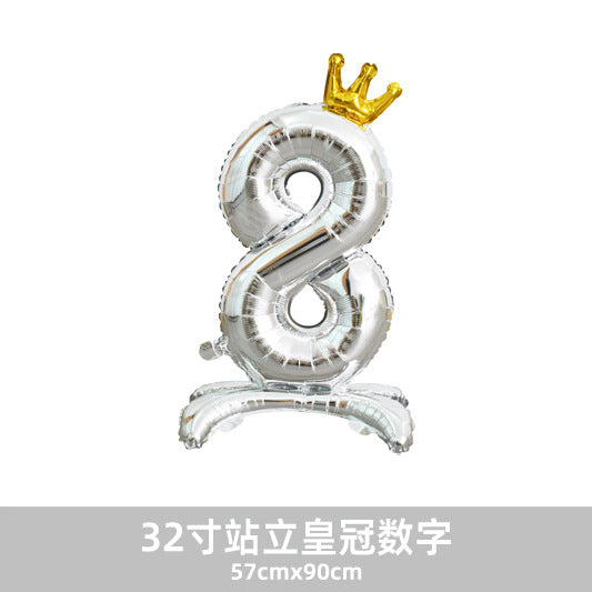 32inch Crown Number Balloon Pink Blue Gold Silver Black Min.50PCS
