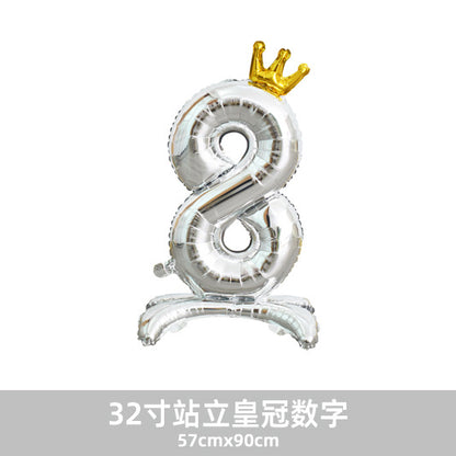 32inch Crown Number Balloon Pink Blue Gold Silver Black Min.50PCS