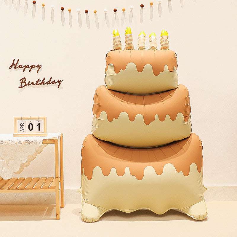 Billion Balloons INS Style Matte Bear Cake Aluminum Film Balloons