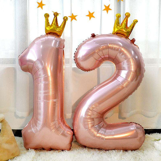 Billion Balloons 42inch Large Pink Crown Aluminum Foil Number 1st Birthday Party Balloon