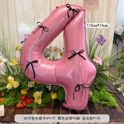 Pink Ribbon Large Number 40inch Foil Balloon Birthday Party Decor Min.50PCS