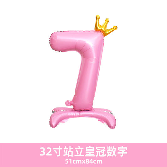 32inch Crown Number Balloon Pink Blue Gold Silver Black Min.50PCS