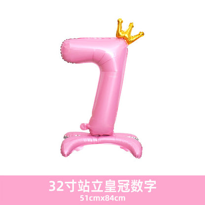 32inch Crown Number Balloon Pink Blue Gold Silver Black Min.50PCS