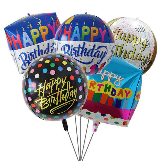 22inch 4D Print Happy Birthday Foil Balloons English Ball Balloon Wholesale