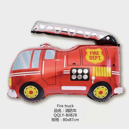 Billion Balloons 4D Car Excavator Fire Truck Ambulance Police Car School Bus Train Vehicle Tank Aluminum Foil Balloon