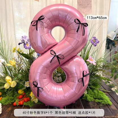 Pink Ribbon Large Number 40inch Foil Balloon Birthday Party Decor Min.50PCS