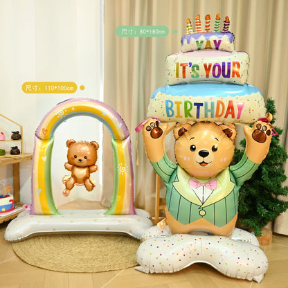INS Trendy Kids Cake Bear Balloon Decor Birthday Party