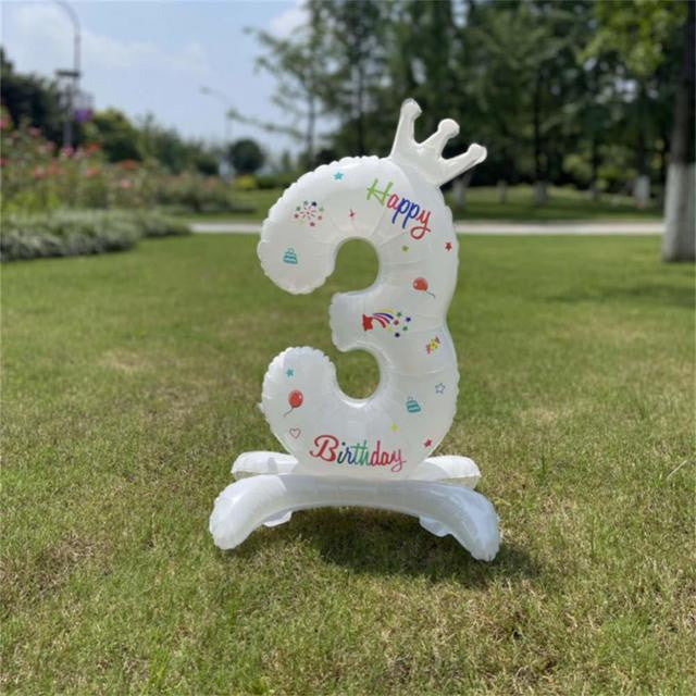 Billion Balloons 32Inches Birthday Anniversary Balloons White Crown Number Foil Balloon