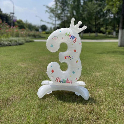 Billion Balloons 32Inches Birthday Anniversary Balloons White Crown Number Foil Balloon