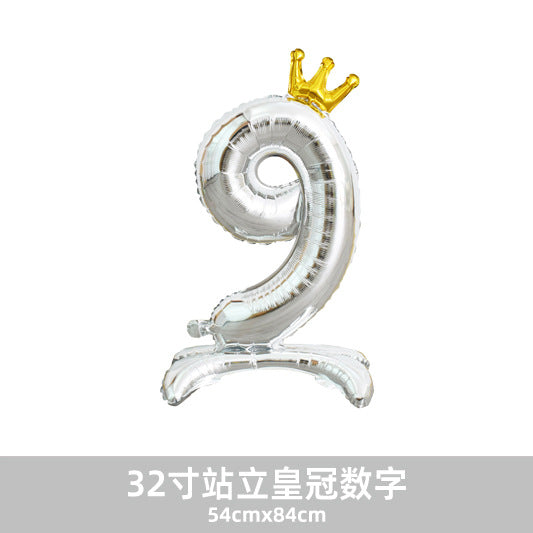 32inch Crown Number Balloon Pink Blue Gold Silver Black Min.50PCS