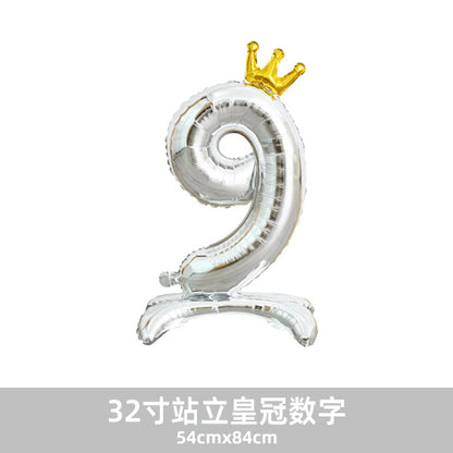 32inch Crown Number Balloon Pink Blue Gold Silver Black Min.50PCS