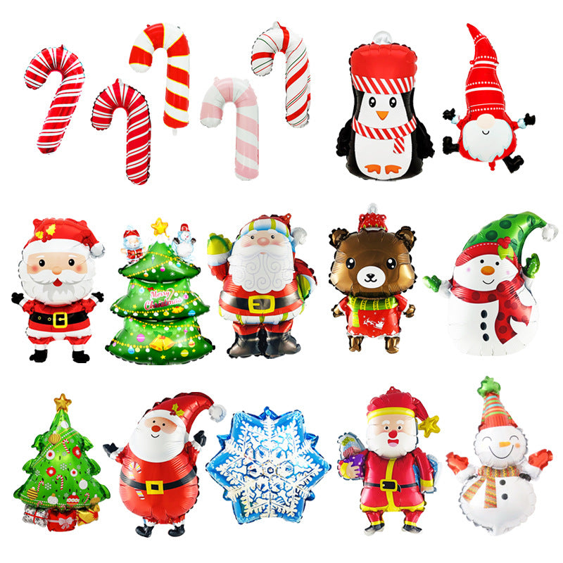 Christmas Party Decor Snowman Reindeer Cane Mini Foil Balloons Min.100PCS